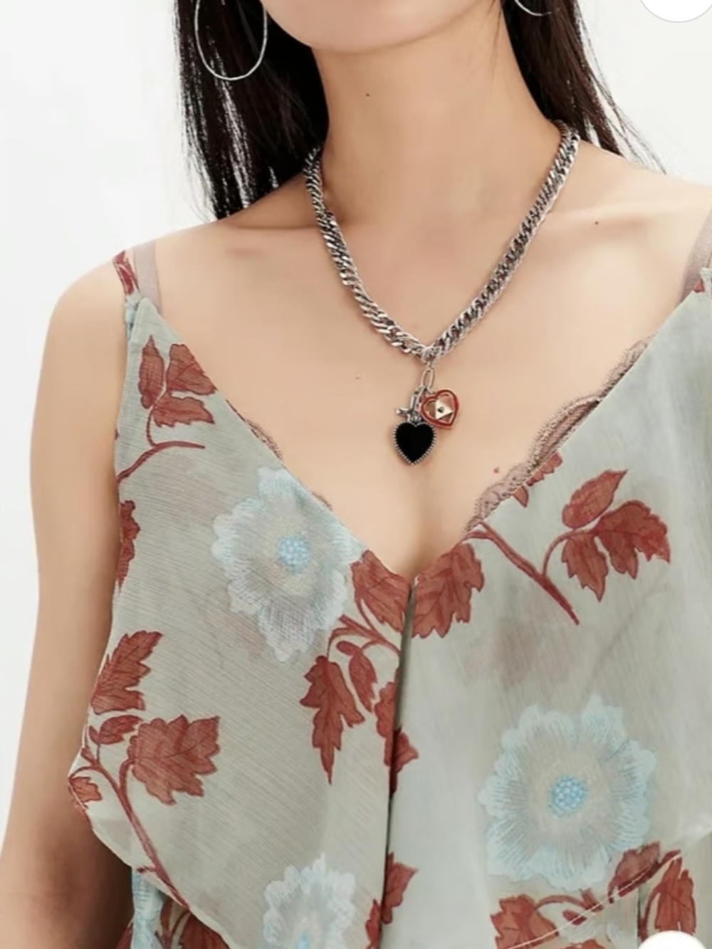 Free People Blue Floral Ruffled Slip Dress - Picture 2 of 9